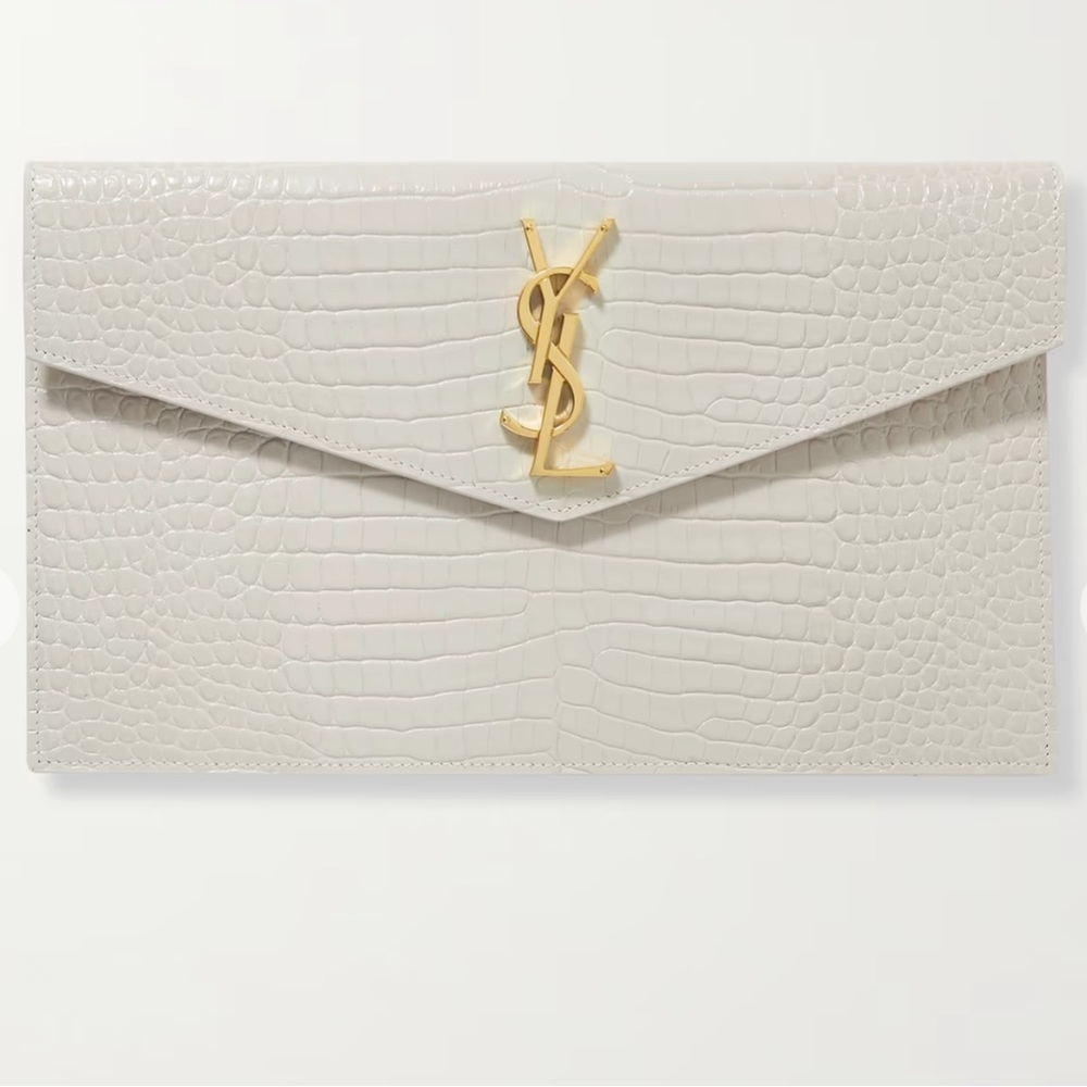 Saint Laurent uptown croc effect pouch